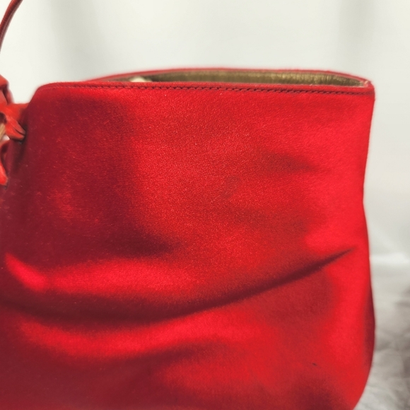 Yves Saint Laurent Rare Vintage Red Satin Freida Leather Ankle Boots Size 7.5M - Picture 9 of 13